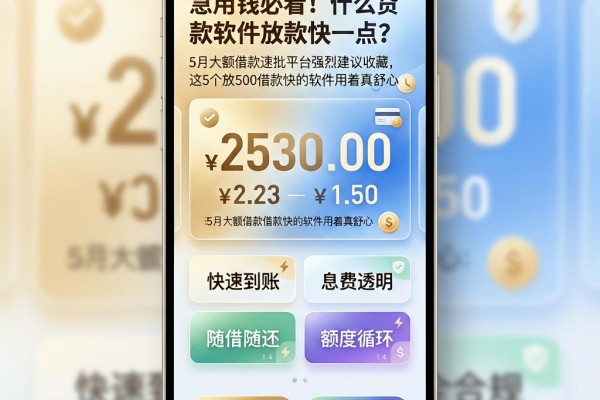 急用钱必看！什么贷款软件放款快一点？5月大额借款速批平台强烈建议收藏，这5个放500借款快的软件用着真舒心