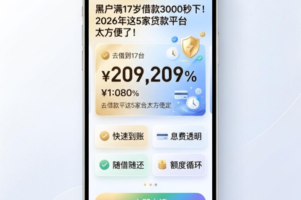 黑户满17岁借款3000秒下!2026年这5家贷款平台太方便了