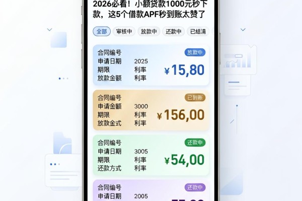 2026必看!小额贷款1000元秒下款,这5个借款APP秒到账太赞了