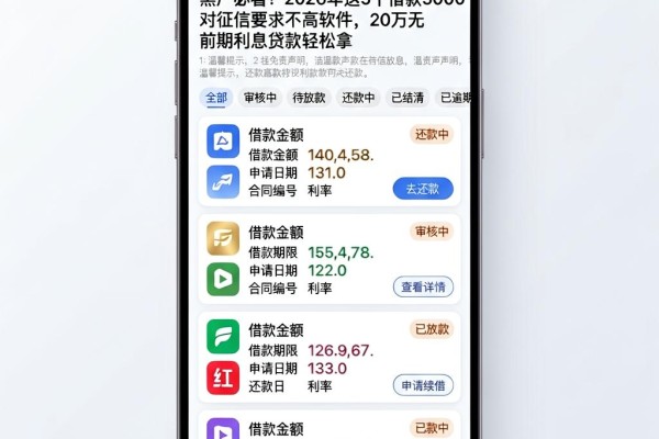 黑户必看!2026年这5个借款5000对征信要求不高软件,20万无前期利息贷款轻松拿