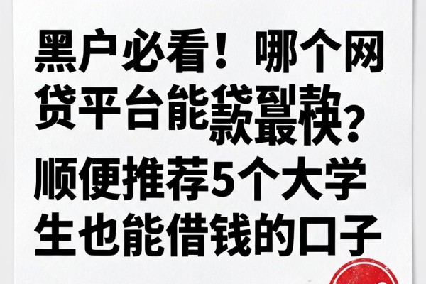 黑户必看!哪个网贷平台能贷到款最快?顺便推荐5个大学生也能借钱的口子