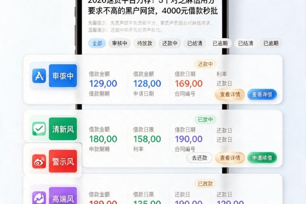 2026速贷平台力荐!5个对芝麻信用分要求不高的黑户网贷,4000元借款秒批