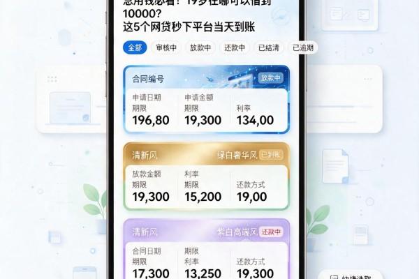 急用钱必看！19岁在哪可以借到10000？这5个网贷秒下平台当天到账