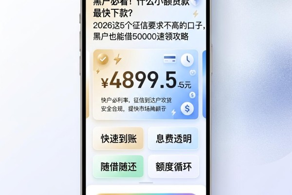 黑户必看！什么小额贷款最快下款？2026这5个征信要求不高的口子，黑户也能借50000速领攻略