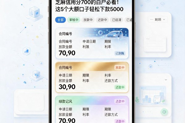 芝麻信用分700的白户必看！这5个大额口子轻松下款5000