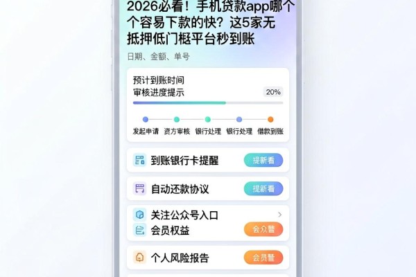 2026必看!手机贷款app哪个容易下款的快?这5家无抵押低门槛平台秒到账