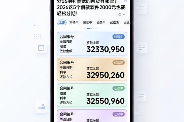 分36期利息低的网贷有哪些?2026这5个借款软件2000元也能轻松分期!