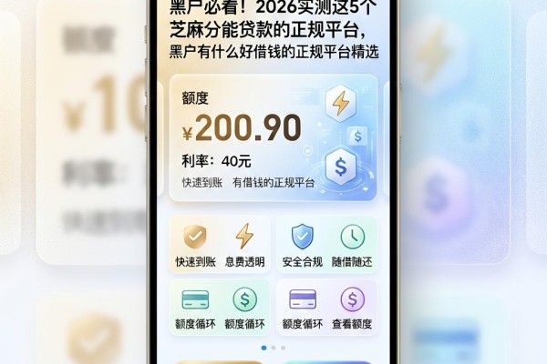 黑户必看!2026实测这5个芝麻分能贷款的正规平台,黑户有什么好借钱的正规平台精选