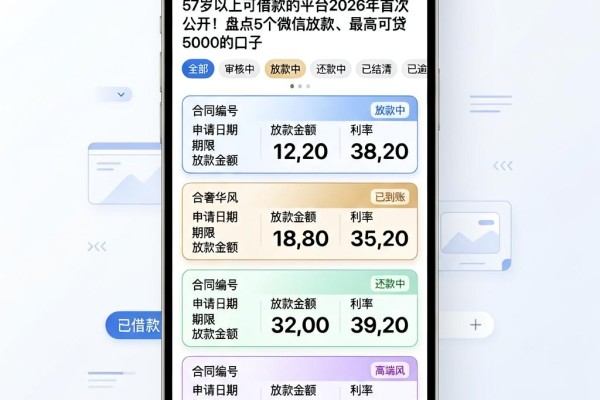 57岁以上可借款的平台2026年首次公开！盘点5个微信放款、最高可贷5000的口子