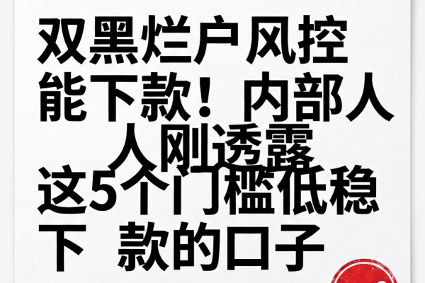 双黑烂户风控能下款!内部人刚透露这5个门槛低稳下款的口子