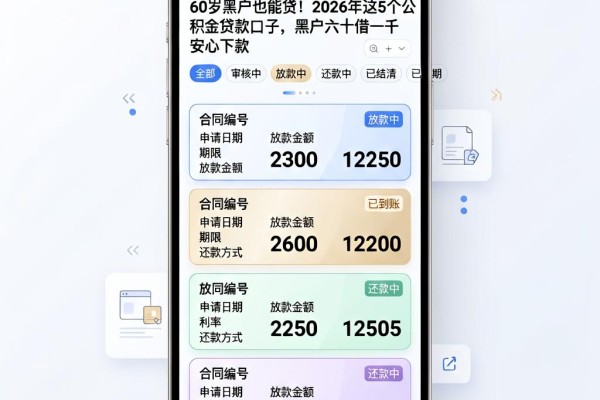 60岁黑户也能贷!2026年这5个公积金贷款口子,黑户六十借一千安心下款