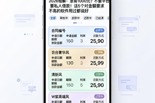 2026细解：急需1000元？不要平台要私人借款！这5个对金额要求不高的软件用过都说好