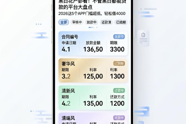 黑白花户必看!不管黑白都能贷款的平台大盘点,2026这5个APP门槛超低,轻松借4000