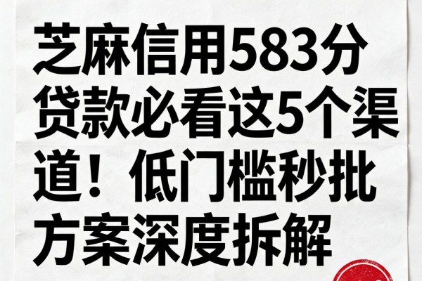 芝麻信用583分贷款必看这5个渠道!低门槛秒批方案深度拆解