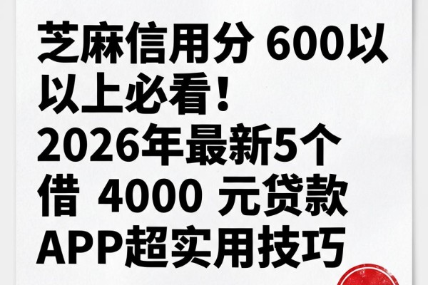 芝麻信用分600以上必看!2026年最新5个借4000元贷款APP超实用技巧