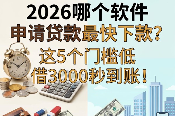 急用钱必看！2026哪个软件申请贷款最快下款？这5个门槛低、借3000秒到账！