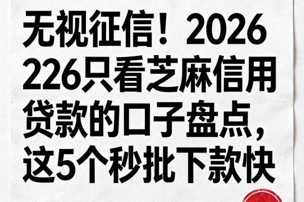 无视征信!2026只看芝麻信用分贷款的口子盘点,这5个秒批下款快