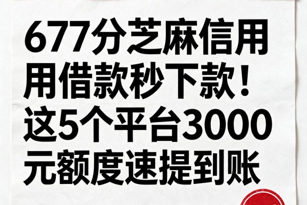 677分芝麻信用借款秒下款!这5个平台3000元额度速提到账