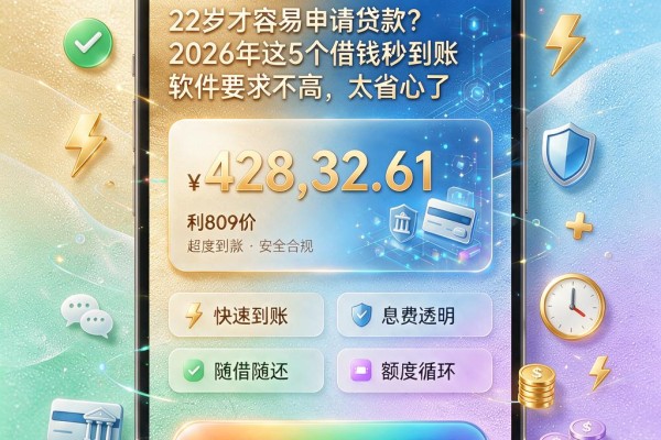 22岁才容易申请贷款？2026年这5个借钱秒到账软件要求不高，太省心了