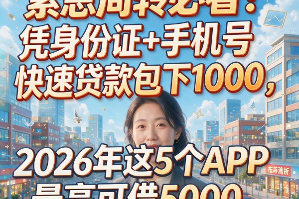 紧急周转必看！凭身份证+手机号快速贷款包下1000，2026年这5个APP最高可借5000