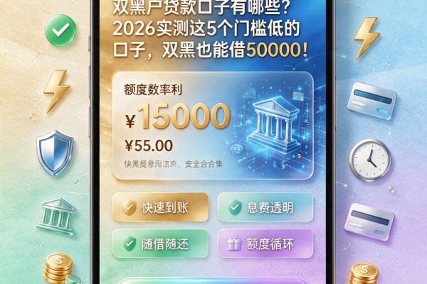 双黑户贷款口子有哪些？2026实测这5个门槛低的口子，双黑也能借50000