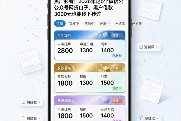 黑户必看!2026年这5个微信公众号网贷口子,黑户借款3000元也能秒下秒过