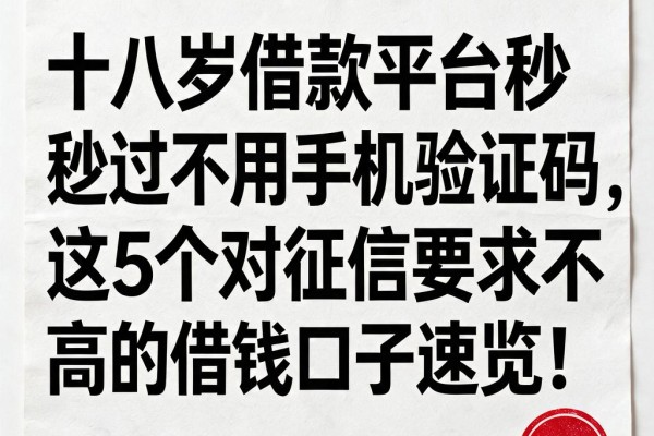 十八岁借款平台秒过不用手机验证码,这5个对征信要求不高的借钱口子速览!
