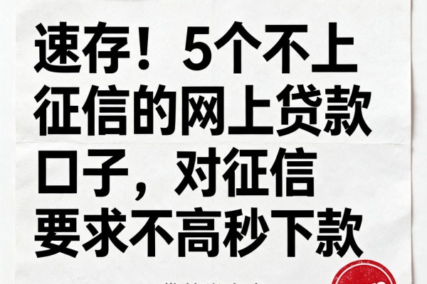 速存！5个不上征信的网上贷款口子，对征信要求不高秒下款