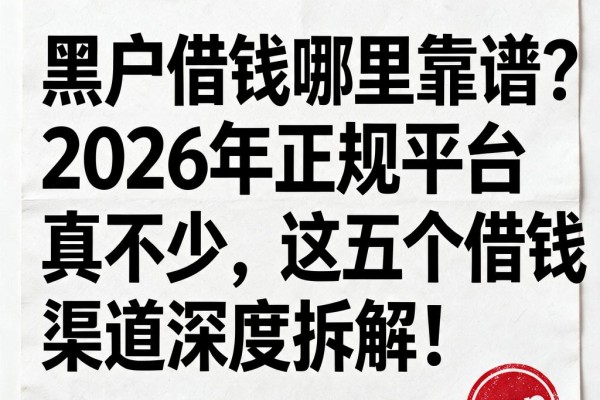 黑户借钱哪里靠谱?2026年正规平台真不少,这五个借钱渠道深度拆解!