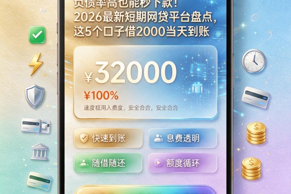 负债率高也能秒下款！2026最新短期网贷平台盘点，这5个口子借2000当天到账