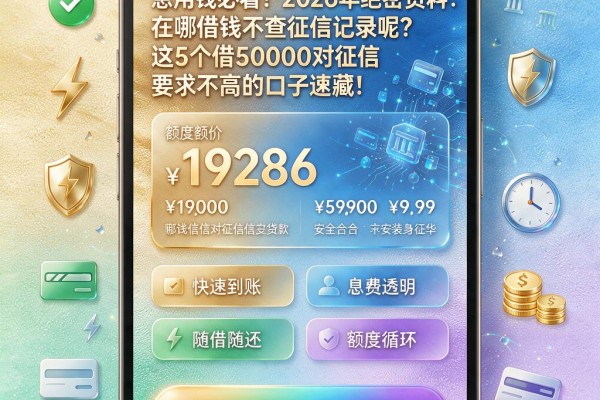 急用钱必看!2026年绝密资料:在哪借钱不查征信记录呢?这5个借50000对征信要求不高的口子速藏!