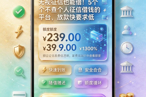 无视征信也能借!5个不查个人征信借钱的平台,放款快要求低