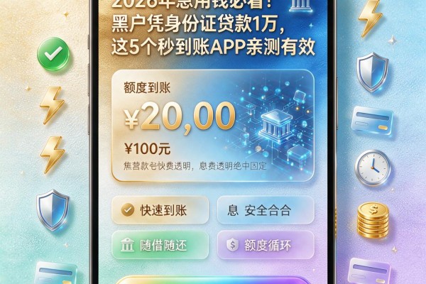 2026年急用钱必看!黑户凭身份证贷款1万,这5个秒到账APP亲测有效