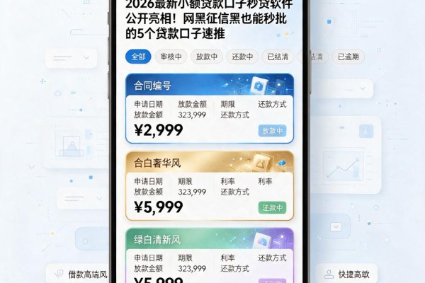 2026最新小额贷款口子秒贷软件公开亮相!网黑征信黑也能秒批的5个贷款口子速推