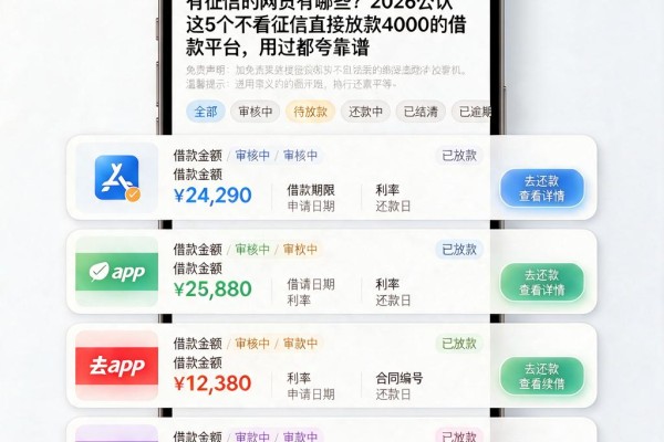 有征信的网贷有哪些?2026公认这5个不看征信直接放款4000的借款平台,用过都夸靠谱
