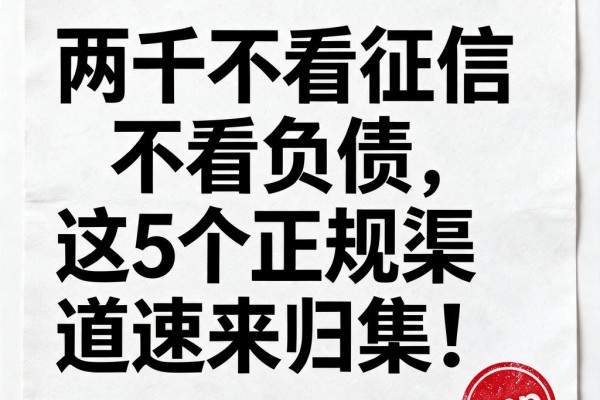 两千不看征信不看负债,这5个正规渠道速来归集!