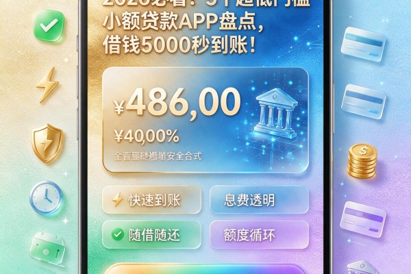 2026必看!5个超低门槛小额贷款APP盘点,借钱5000秒到账