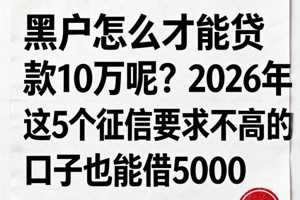 黑户怎么才能贷款10万呢?2026年这5个征信要求不高的口子也能借5000
