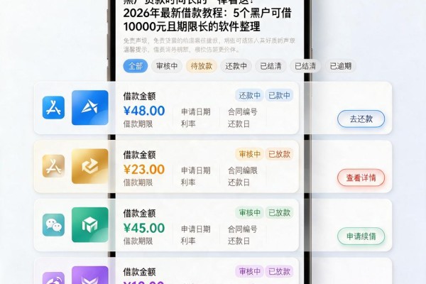 黑户贷款时间长的一律看这！2026年最新借款教程：5个黑户可借10000元且期限长的软件整理