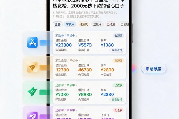 不审核必过的借款平台盘点!5个审核宽松、2000元秒下款的省心口子