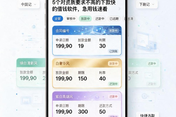 5个对资质要求不高的下款快的借钱软件,急用钱速看