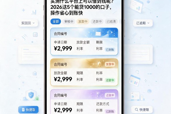 实测什么平台上可以借到钱呢?2026这5个能贷1000的口子,操作省心到账快