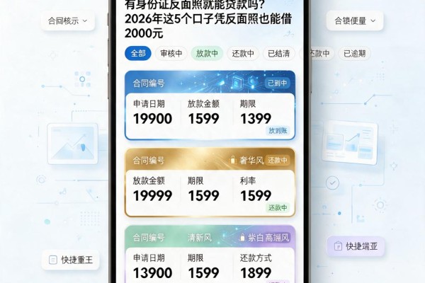 有身份证反面照就能贷款吗?2026年这5个口子凭反面照也能借2000元