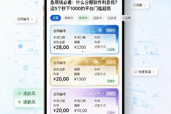 急用钱必看：什么分期软件利息低？这5个秒下1000的平台门槛超低