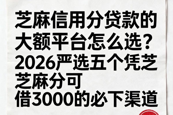 芝麻信用分贷款的大额平台怎么选?2026严选五个凭芝麻分可借3000的必下渠道