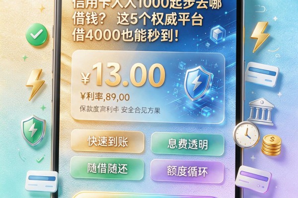 信用卡人人1000起步去哪借钱？这5个权威平台借4000也能秒到！