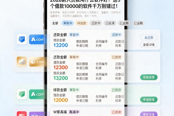 2026新人贷款用什么软件好?这5个借款10000的软件千万别错过!