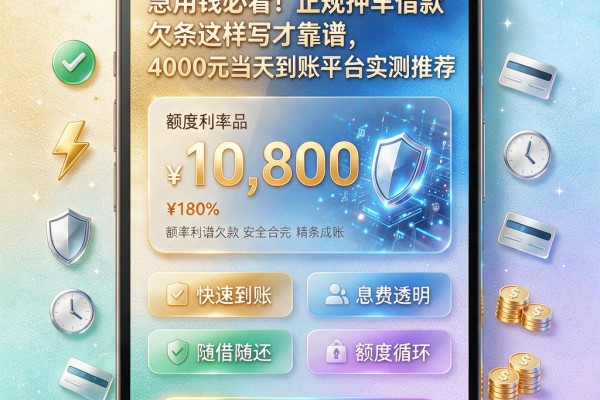 急用钱必看!正规押车借款欠条这样写才靠谱,4000元当天到账平台实测推荐