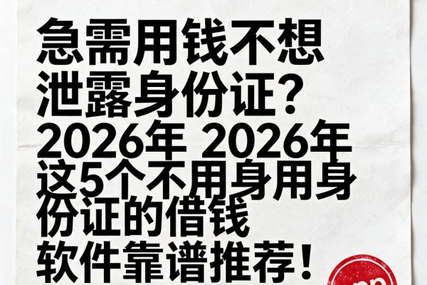急需用钱不想泄露身份证？2026年这5个不用身份证的借钱软件靠谱推荐！