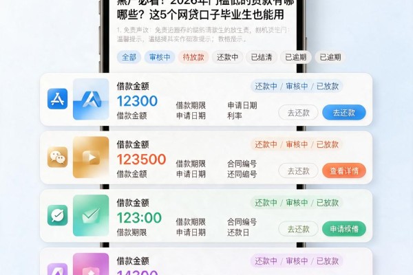 黑户必看！2026年门槛低的贷款有哪些？这5个网贷口子毕业生也能用